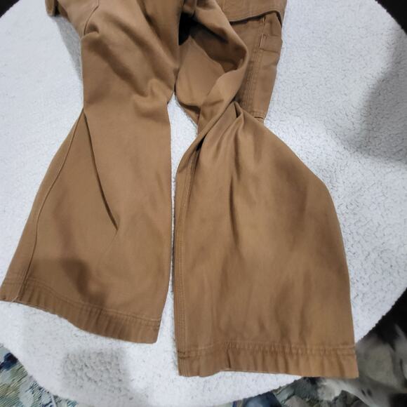 Duluth Trading Co Pants Mens Tan Canvas Fleece Lined Cargo Workwear 44X30 - Picture 3 of 5